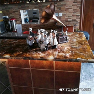 Polished Translucent Brown Alabaster Table Top
