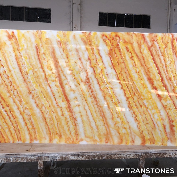 Polished Translucent Yellow Veins Artificial Onyx Wall Stone