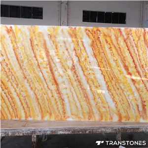 Polished Translucent Yellow Veins Artificial Onyx Wall Stone