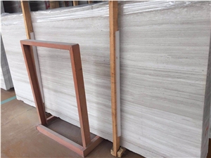 Polished White Wood Marble Flooring Tiles and Slab