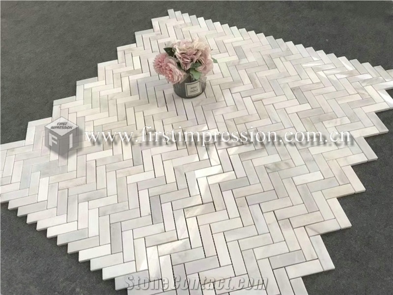 Popular Calacatta White Marble Mosaic Tiles