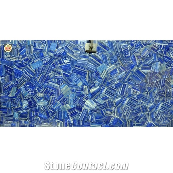 Primary Color Blue Agate Semiprecious Stone Slabs
