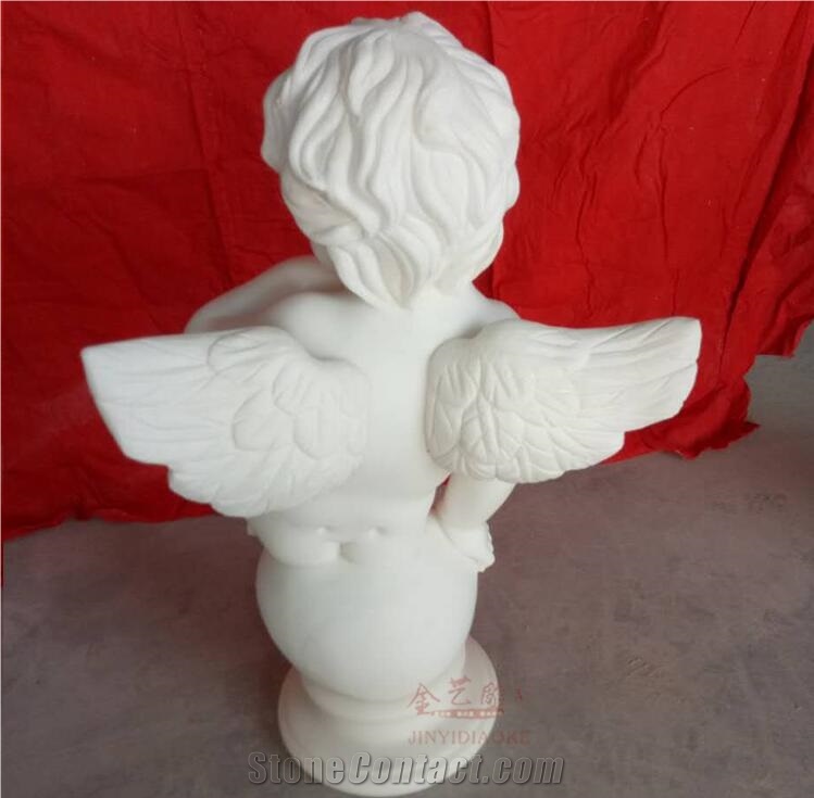 Pure White Marble 4 Sean Little Angel Statue