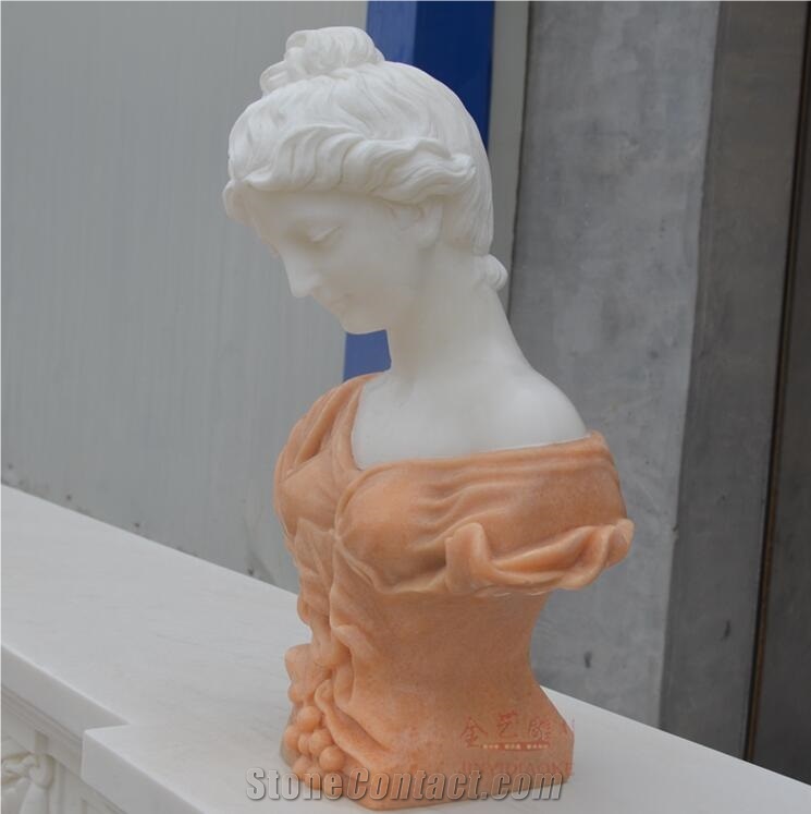 Pure White Marble Half Body Woman Statue