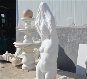 Pure White Marble Half-Length Women Statue