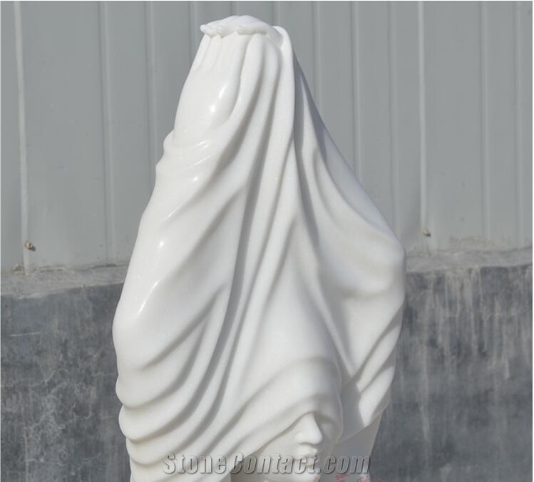 Pure White Marble Half-Length Women Statue