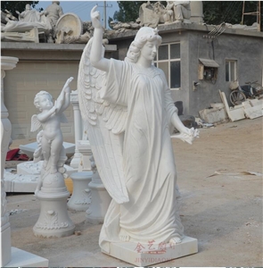 Pure White Marble Teaching Angle Statue