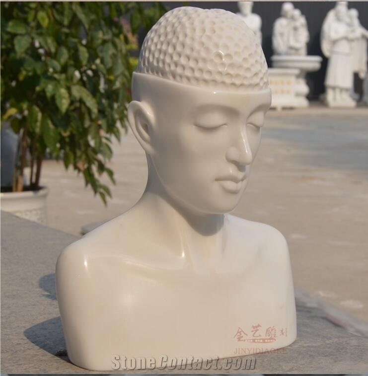 Pure White Marble Western Man Head Statues