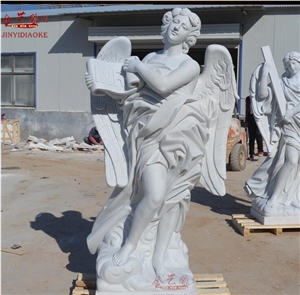 Pure White Marble Western Teaching Angel Statue