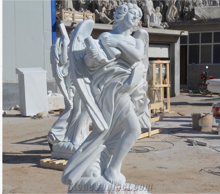 Pure White Marble Western Teaching Angel Statue