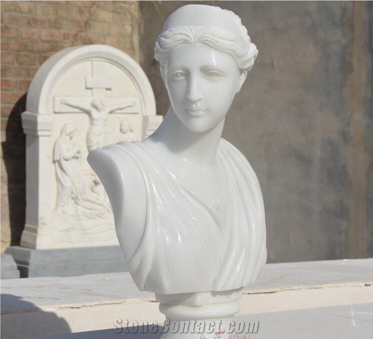 Pure White Marble Woman Head Statue