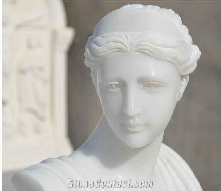 Pure White Marble Woman Head Statue