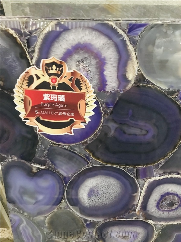 Purple Agate Semiprecious Stone for Wall Cladding