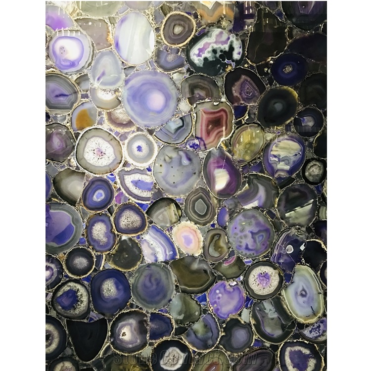 Purple Semiprecious Stone Composite Agate Tiles
