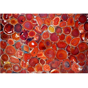 Red Agate Semiprecious Stone for Wall Cladding
