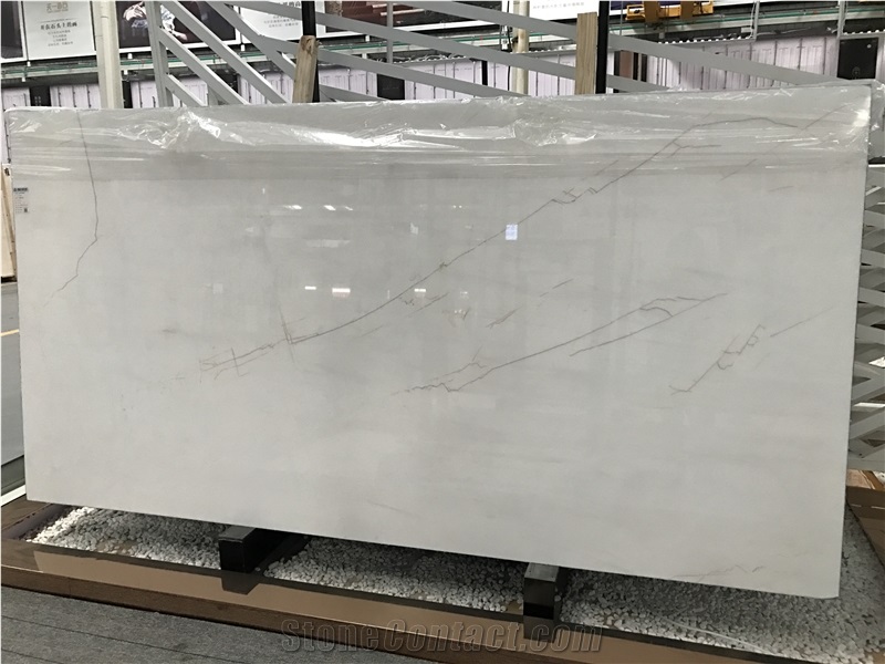 Red Line White Marble Slabs for Hotel Project