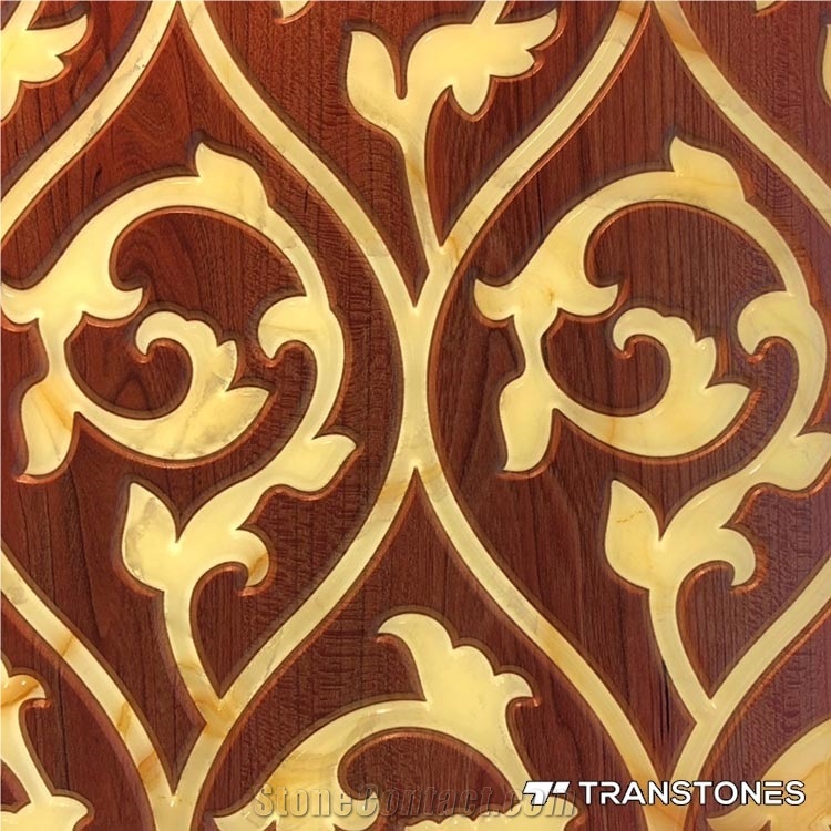Retro Wood Carving Artificial Alabaster Wall Panel