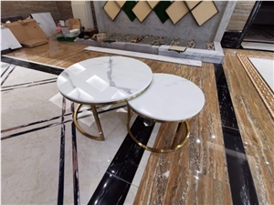 Round Carrara Marble Table Top Dinner Table Top