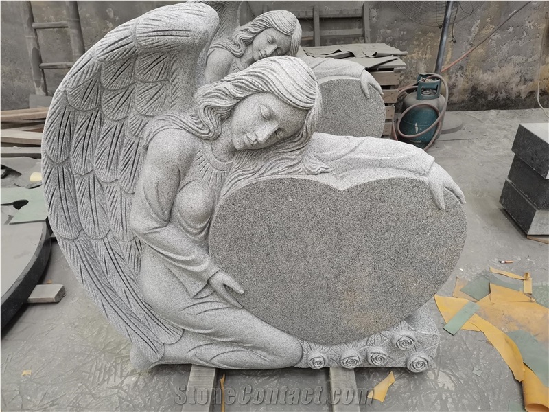 Single Angel Heart Front&Back Design Monument G633