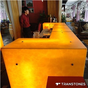Translucent Honey Alabaster Reception Countertop
