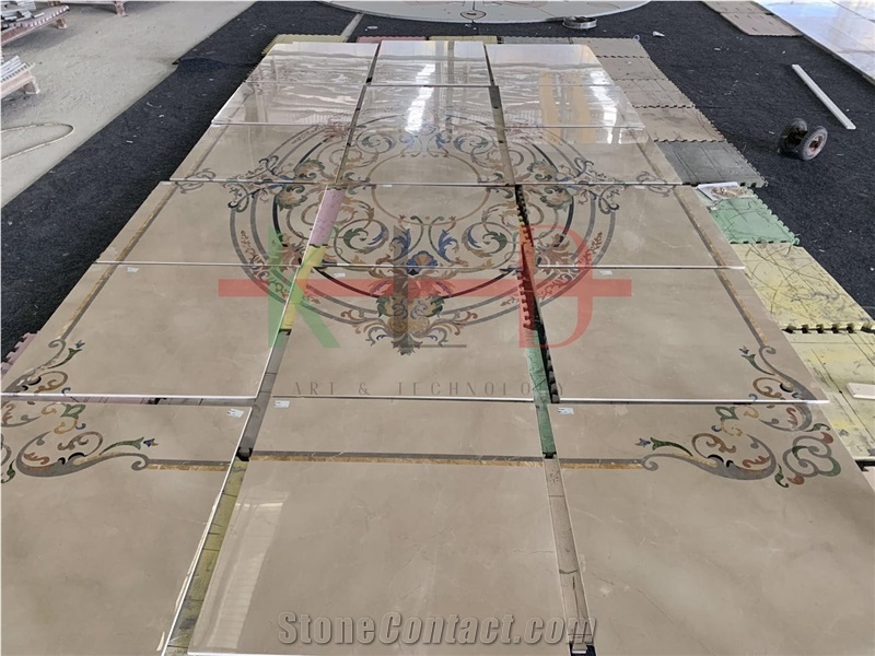 Villas Floor Water Jet Cut Medallions Marble Tiles