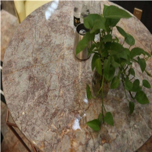 Violet Gold Marble, Busy Veins Round Table Top