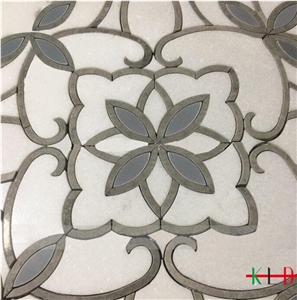 Water Jet Marble Inlay Mosaic Tiles Wall