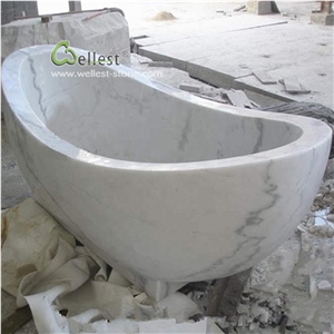 White Carrara Marble Bathtub Shower Pan