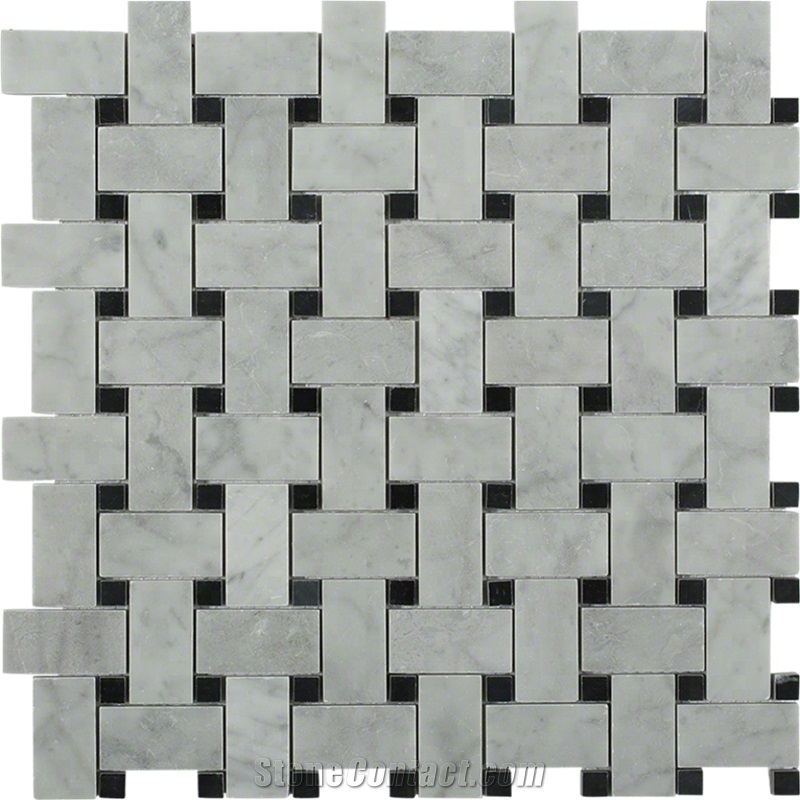 White Carrara Strip Marble Mosaic Stone Floor Tile