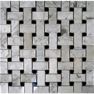White Carrara Strip Marble Mosaic Stone Floor Tile