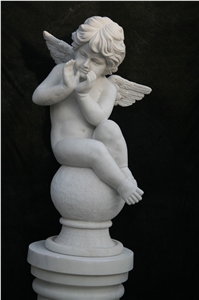 White Marble Angel Statues Baby Sculptures