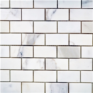 White Marble Brick Mosaic for Kitchen Backsplash