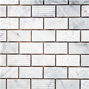 White Marble Brick Mosaic for Kitchen Backsplash
