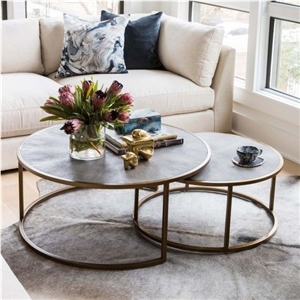 White Marble Stone Top Coffee Table