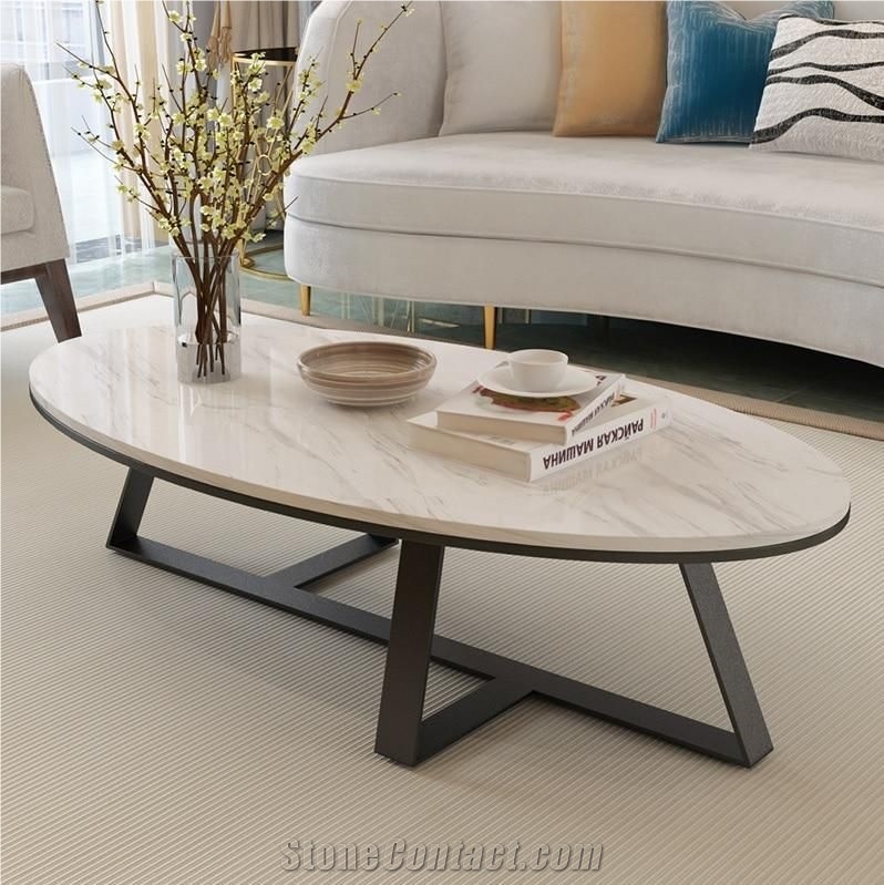 White Marble Stone Top Coffee Table
