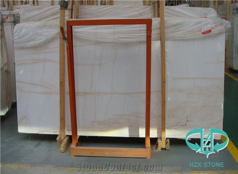White Marble with Natural Red Line Slabs for Floor