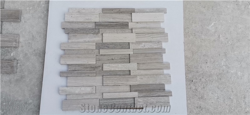 White Wood Grain Marble Floor Mosaic Tiles