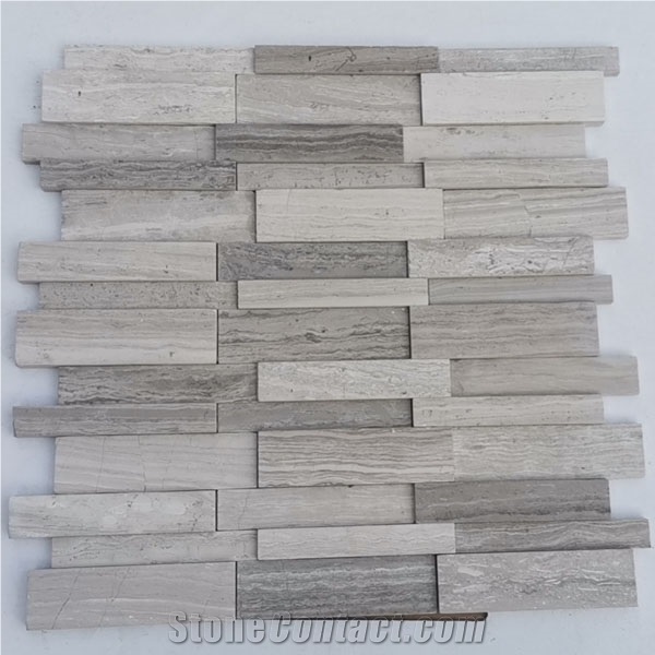 White Wooden Marble Stone Mosaic Floor Tiles