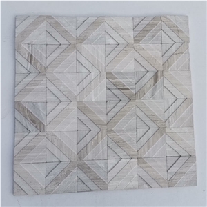 White Wooden Marble Stone Mosaic Floor Tiles