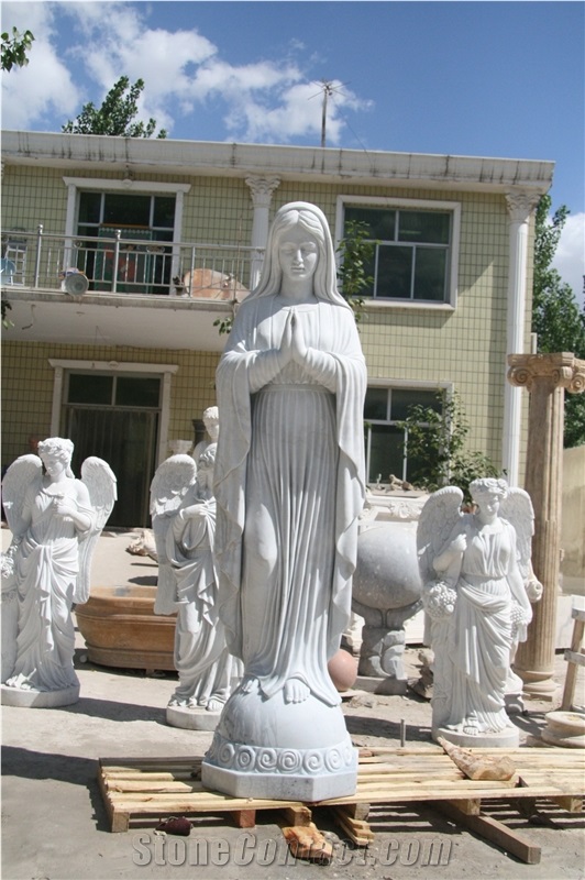 Whiter Marble Stone the Madonna Goddess Statue