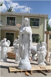 Whiter Marble Stone the Madonna Goddess Statue