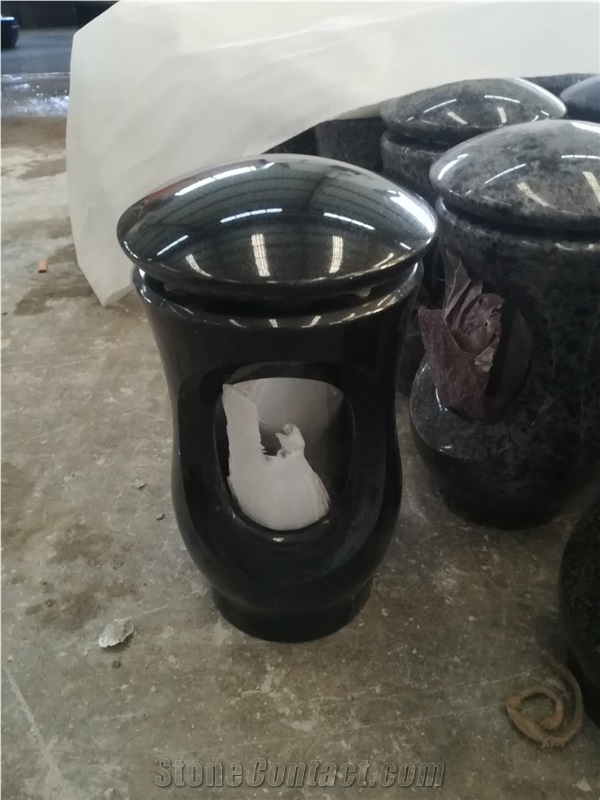 Wholesale Polished Black Granite Cemetery Vases