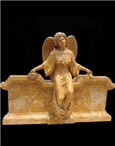 Yellow Angel Tombstone, Angel Headstone