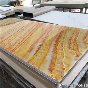 Yellow Color Translucent Faux Alabaster Wall Sheet