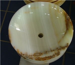 Yellow Onyx Stone Wash Basin Sink