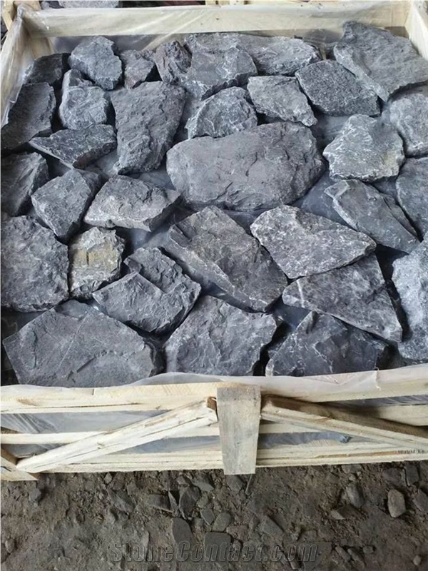 Yixian Black Cultured Stone Slate Corner Tile