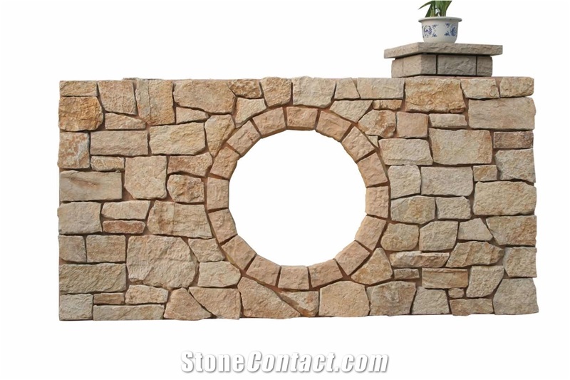 Beige Yellow Limestone Split Wall Stone Cladding