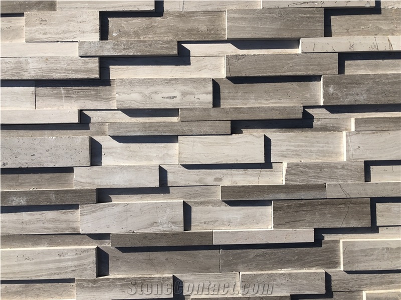 Grey 3D Marble Culture Ledge Stone Wall Cladding