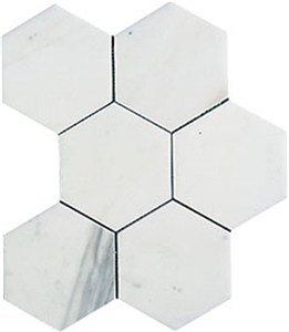 Big Hexagon Bianco Carrara White Marble Mosaic Tile