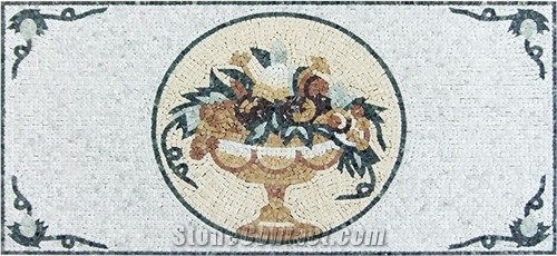 Flowers in Vase Design Mosaic Pattern